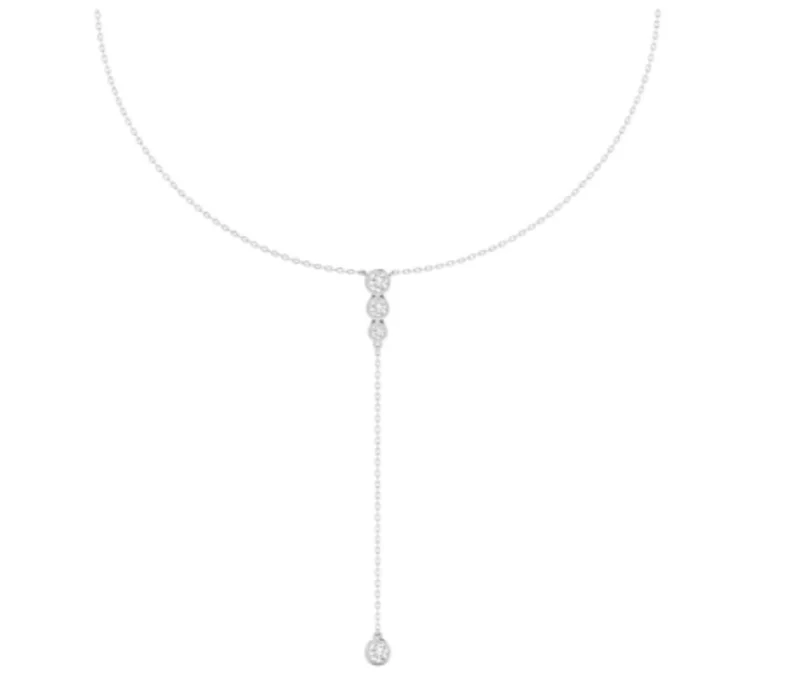 14KWG 1.00CTW BR LAB DIA BEZEL SET LARIAT NECKLACE