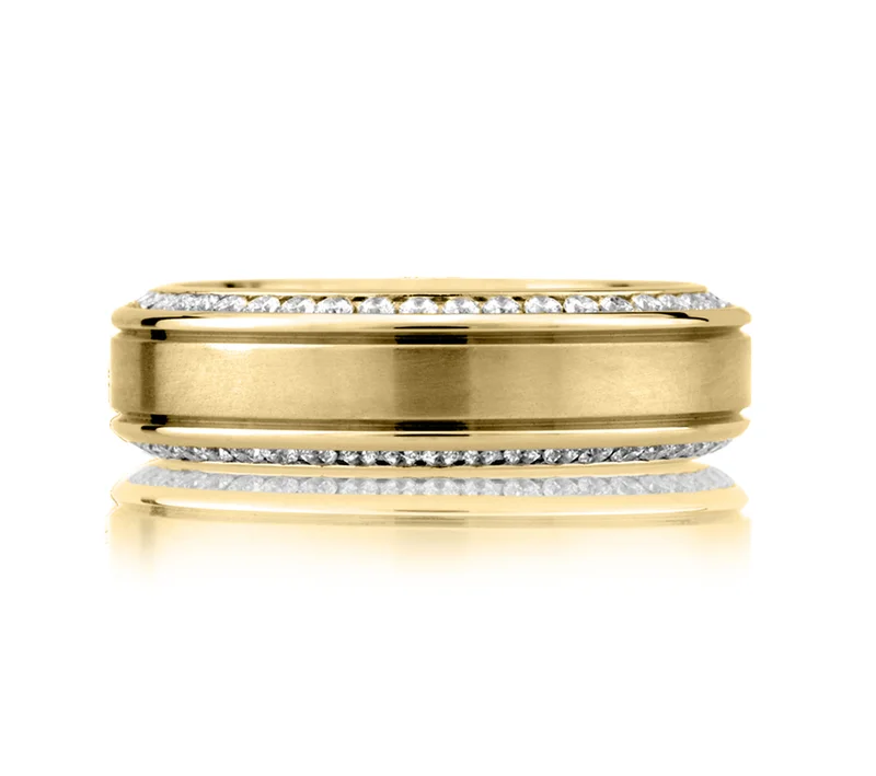 14KWG 1.13CTW BR DIA ETERNITY SIDES BRUSHED CENTER AND POLISHED EDGES MENS BAND SIZE 11