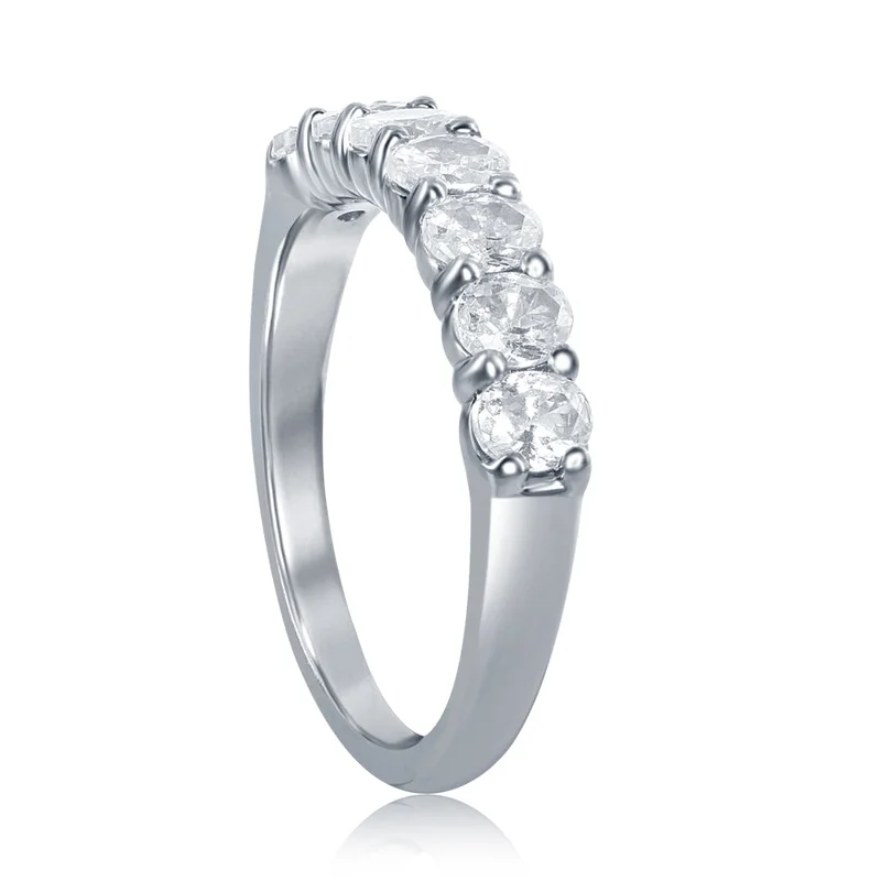 14KWG 1.25CTW OV DIA PRONG SET 9 STONE WEDDING BAND