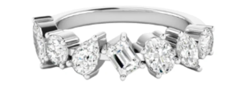 14KWG 1.50CTW LAB DIA MULTI SHAPE 7 STONE BAND