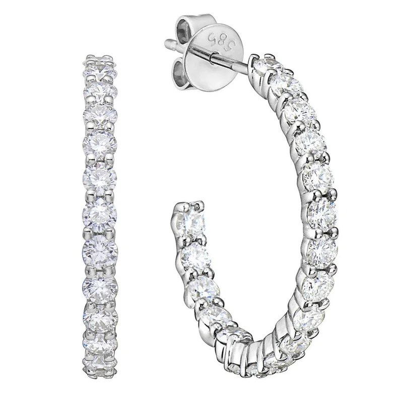 14KWG 1.53CTW BR DIA OPEN HOOP EARRINGS