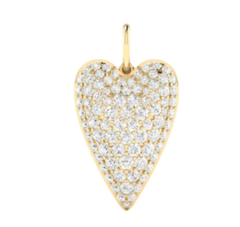 14KWG 2.25CTW BR LAB DIA DOMED PAVE SET HEART CHARM