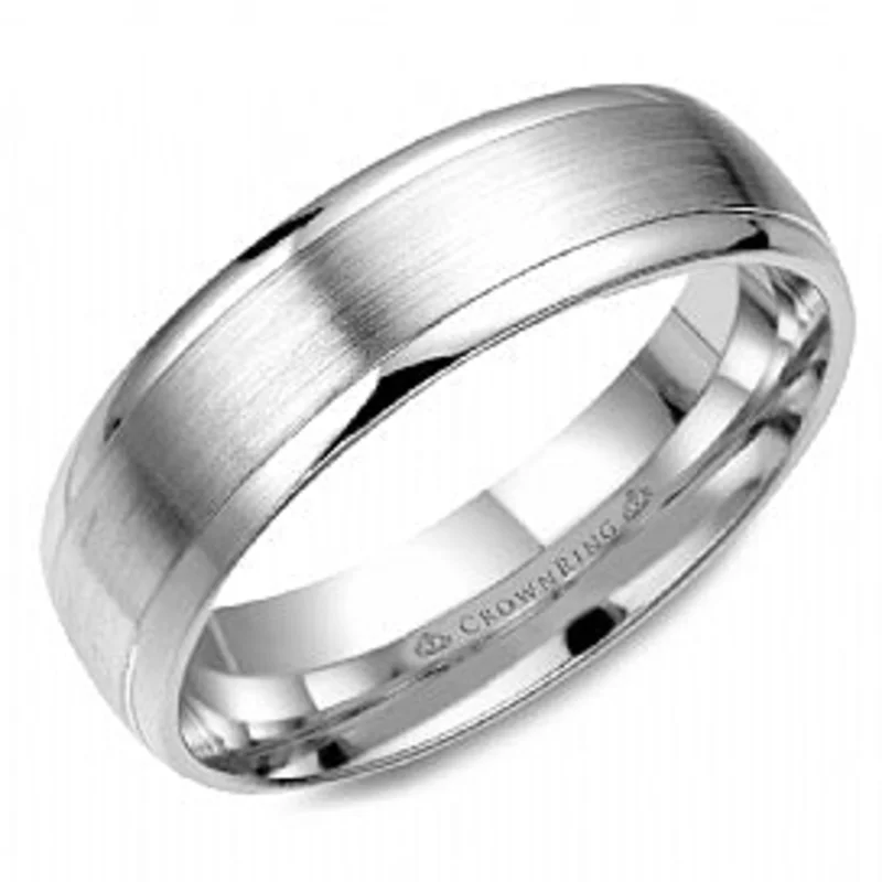 14KWG 6MM SANDPAPER CENTER AND HIGH POLISH SIDES MENS BAND   SIZE 5