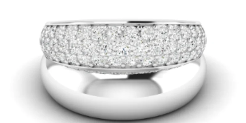 14KWG 7.00CTW BR LAB DIA PAVE DOMED W HIGH POLISH FASHION RING
