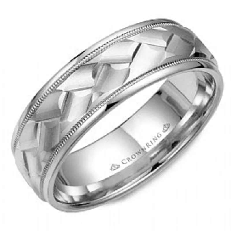 14KWG 7MM-1.9MM FROSTED CTR HIGH POLISH EDGES BAND