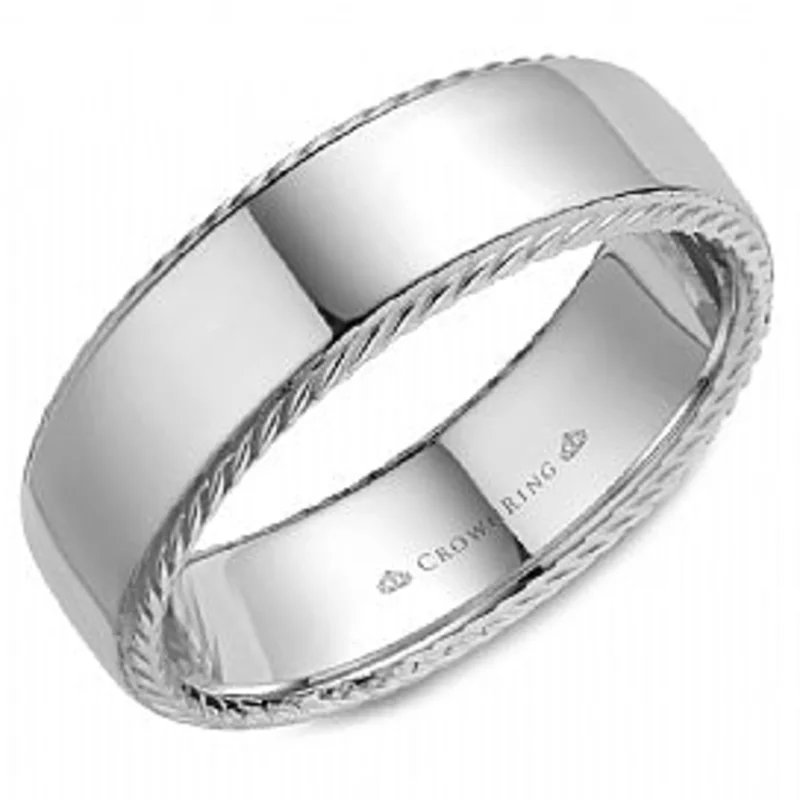 14KWG 7MM - 1.9MM HIGH POLISH ROPE SIDES BAND