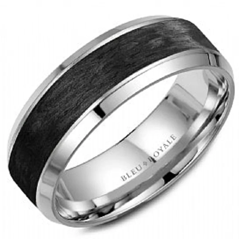 14KWG & BLACK CARBON TOP & HP EDGE WEDDING BAND.