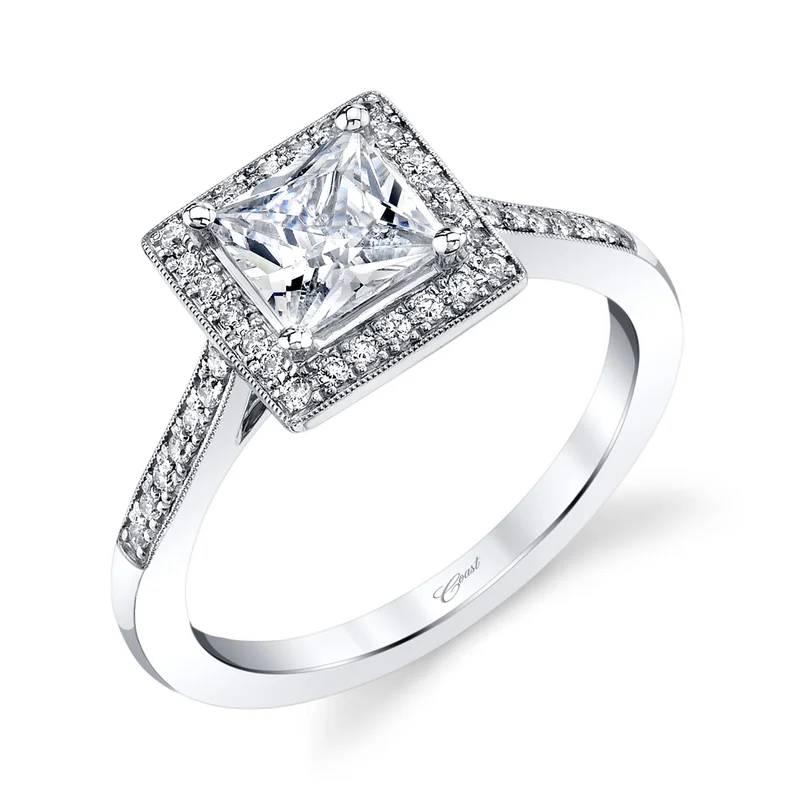 14KWG BR 0.18CTW DIA 5.5MM PR HALO W/MILGRAIN ENG RING.
