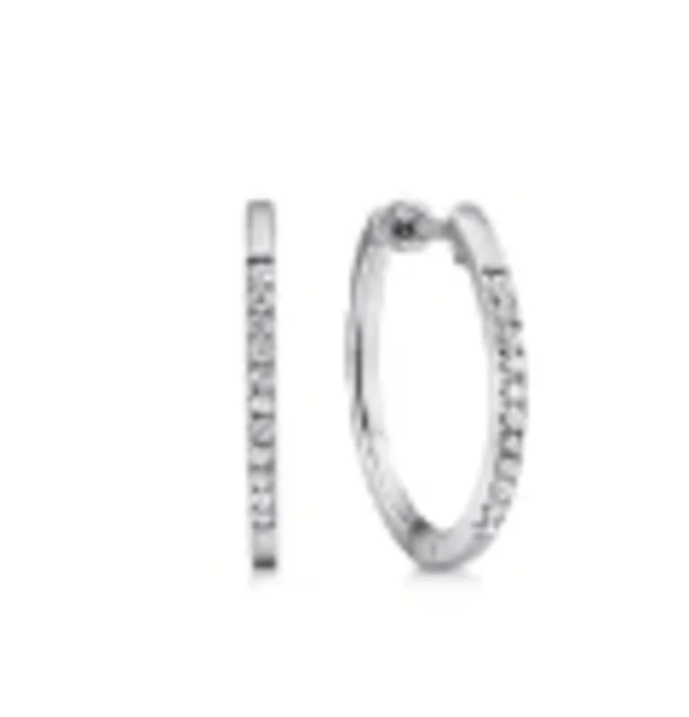 14KWG BR 0.20CTW DIA HOOP EARRINGS. S#1074518