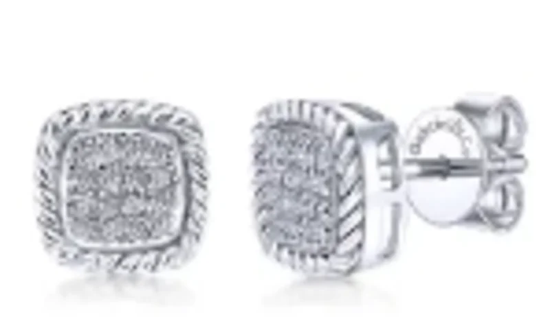 14KWG BR 0.21CTW DIA CUSHION SHAPE CLUSTER EARRINGS S#S1223173