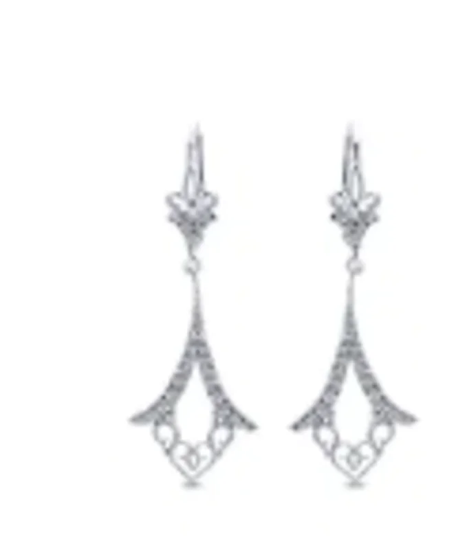 14KWG BR 0.21CTW DIA MILIGRAIN VINTAGE DANGLE EARRINGS. #S670230