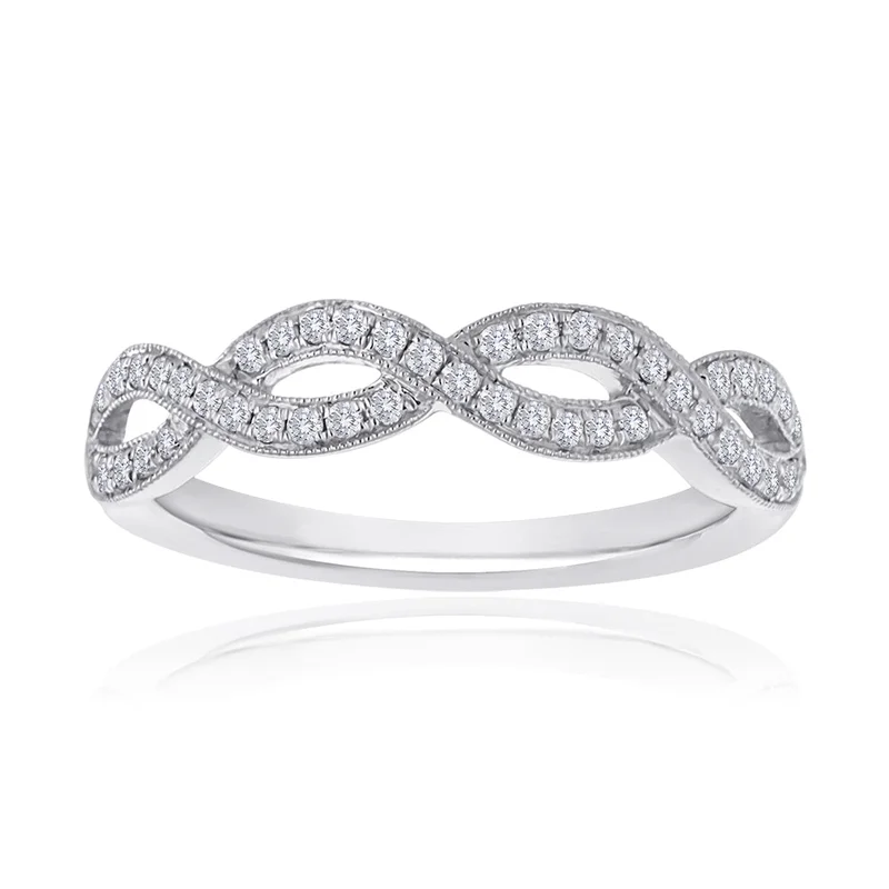 14KWG BR 0.25CTW DIA TWISTED STACKABLE BAND.