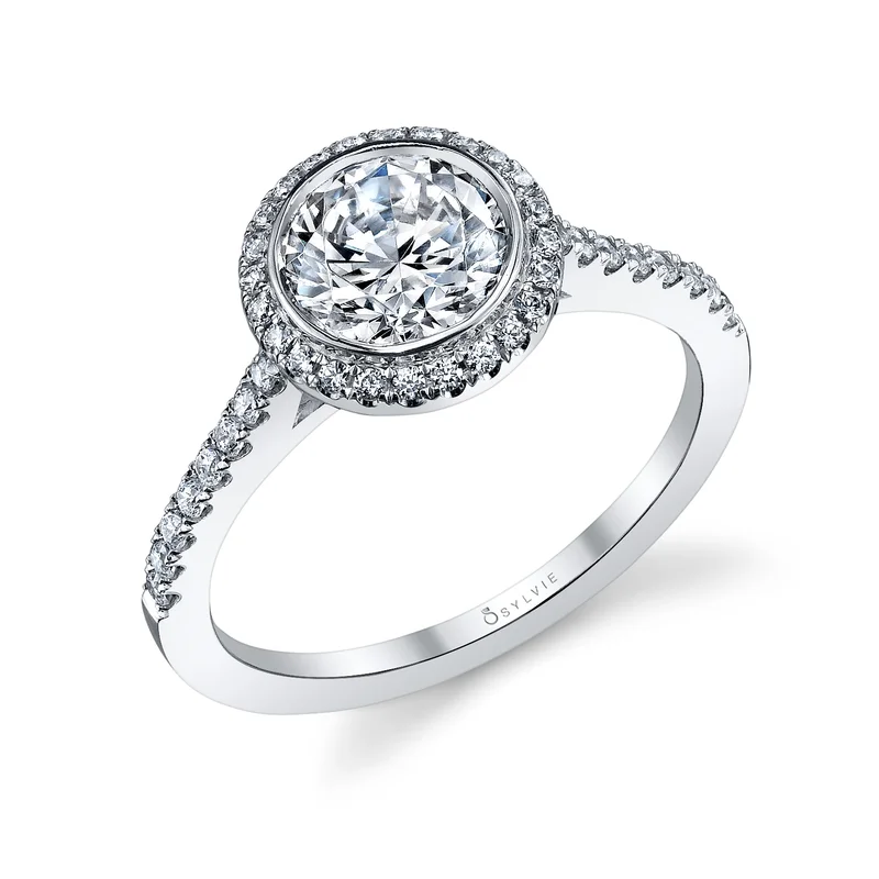 14KWG BR 0.27CTW DIA BR BEZEL HALO ENG RING. HEAD SIZE 1.25CT FOR BR