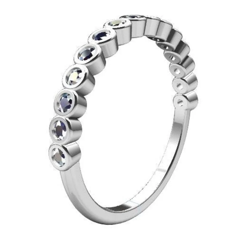 14KWG BR 0.28CTW DIA BEZEL SET HALF WAY BAND.