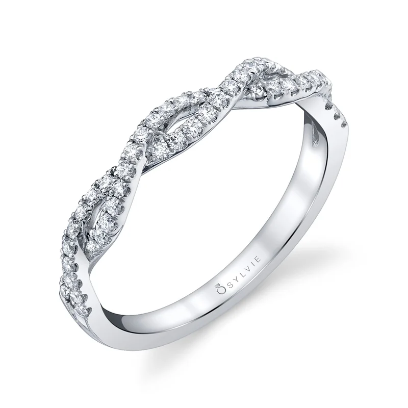 14KWG BR 0.29CTW DIA TWISTED  STACKABLE BAND.