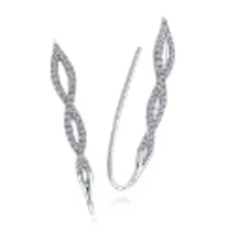 14KWG BR 0.35CTW DIA CROSSOVER FASHION EARRINGS. #S589647