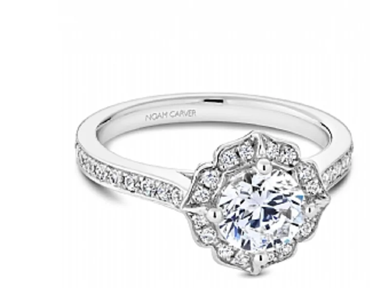 14KWG BR 0.39CTW DIA ART DECO HALO ENG RING. CENTER FOR 1CT BR