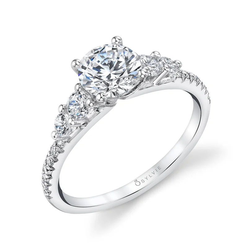 14KWG BR 0.44CTW DIA 4 SIDE STONES ENG RING.  HEAD SIZE 1.00CT FOR BR