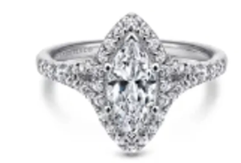 14KWG BR 0.62CTW DIA MQ HALO SPLIT SHANK ENG RING.   SERIAL #S1074493    HEAD SIZE 10X5