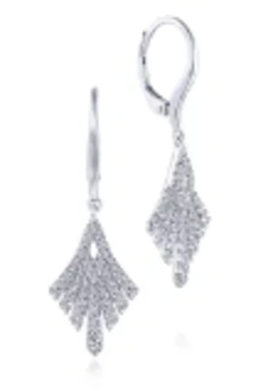 14KWG BR 0.63CTW DIA KITE SHAPE FAN DANGLE EARRINGS. #S970419