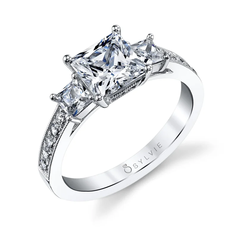 14KWG BR &PR 0.65CTW DIA 3 PR STONE ENG RING. HEAD SIZE 1.00CT FOR PR