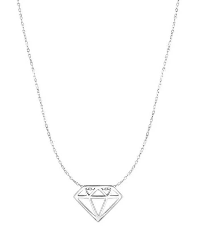 14KWG DIAMOND SHAPED PENDANT 17" WITH LOBSTER CLASP