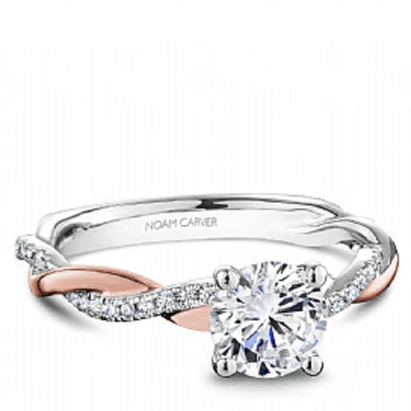 14KWG & RG BR 0.18CTW DIA TWIST SHANK ENG RING.  1 CT CENTER  34=0.18