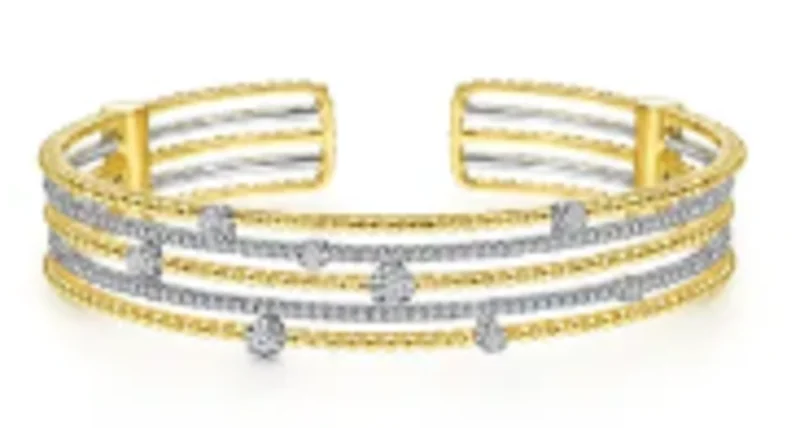 14KY&WG 1.08CTW BR DIA 5 ROW BANGLE BRACELET SIZE 6 SERIAL# S1357470