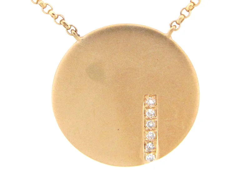 14KYG 0.02CTW BR DIA DISC PENDANT NECKLACE