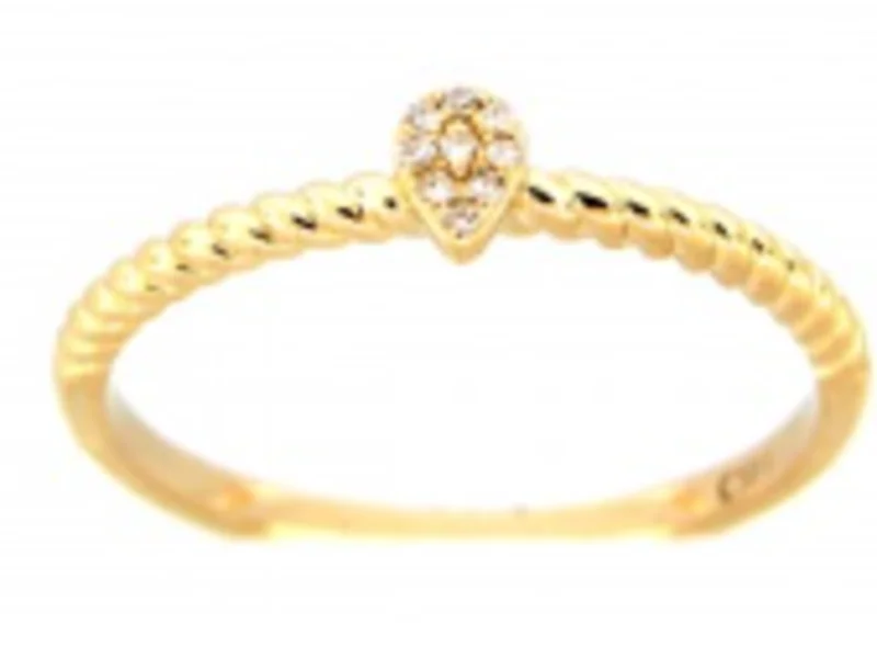 14KYG 0.03CTW BR DIA PS PAVE CNTR W BRAIDED SHANK RING
