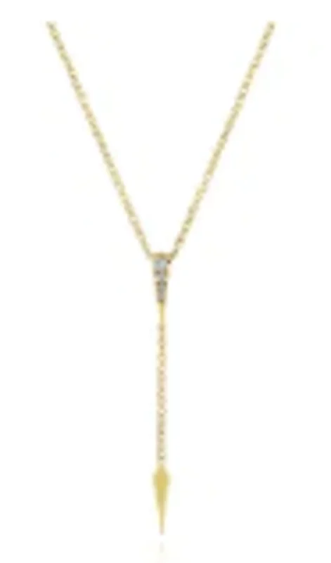 14KYG 0.04CTW DIA PAVE NECKLACE W/KITE DROP