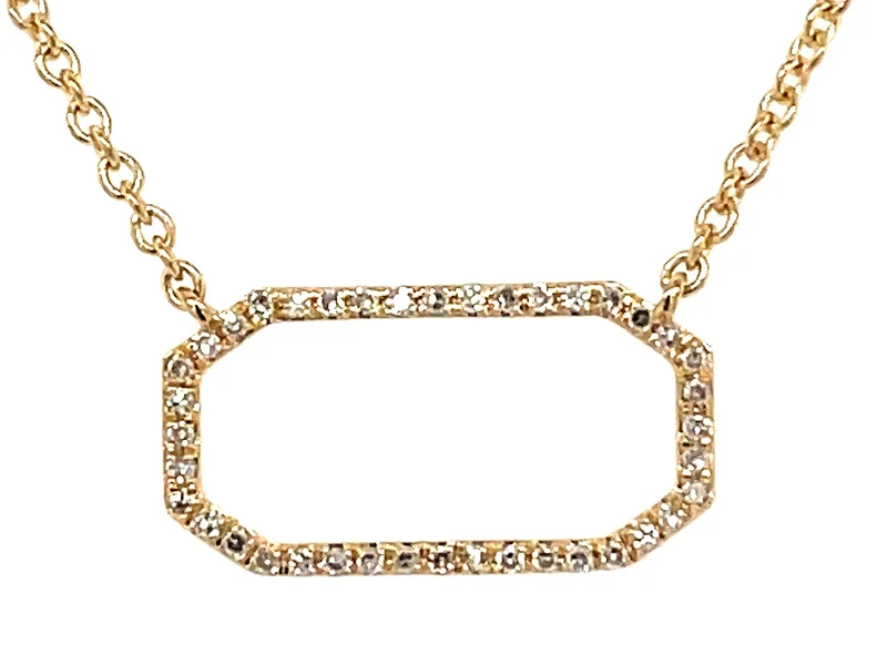 14KYG 0.08CTW BR DIA OPEN HEXAGON PENDANT NECKLACE