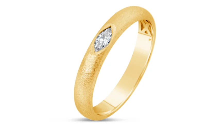 14KYG 0.10CTW MQ DIA BEZEL SET SATIN FINISH RING