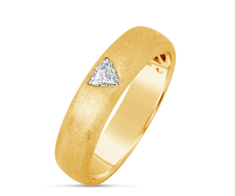 14KYG 0.12CTW TRIL DIA BEZEL SET SATIN FINISH RING