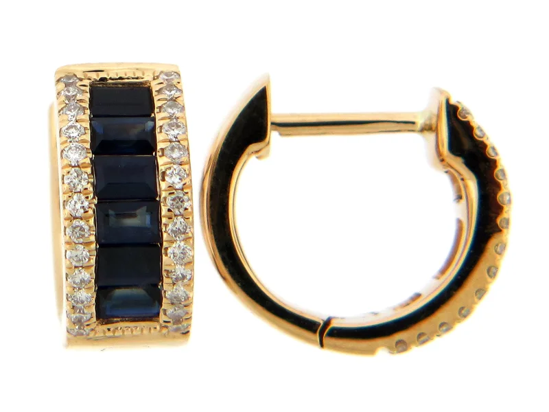 14KYG 0.15CTW BR DIA 0.79CTW SAPPHIRE WITH DIA EDGES CUFF EARRING