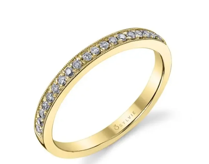 14KYG 0.17CTW BR DIA MILGRAIN WEDDING BAND