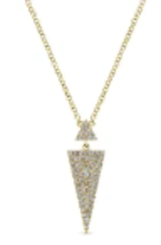 14KYG 0.21CTW BR DIA DOUBLE TRIANGLE PENDANT NECKLACE    SERIAL# S528908