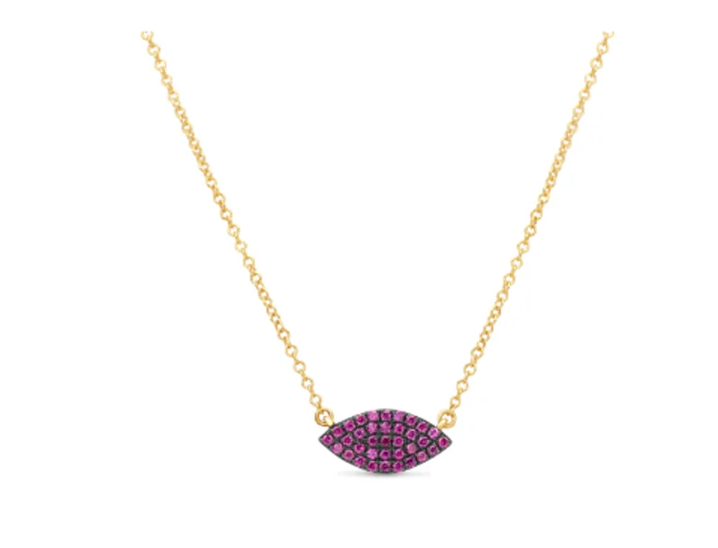 14KYG 0.22CTW RUBY MQ PENDANT WITH BOLO CHAIN NECKALCE