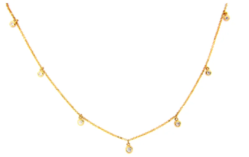 14KYG 0.24CTW BR DIA BUBBLE CHOKER NECKLACE