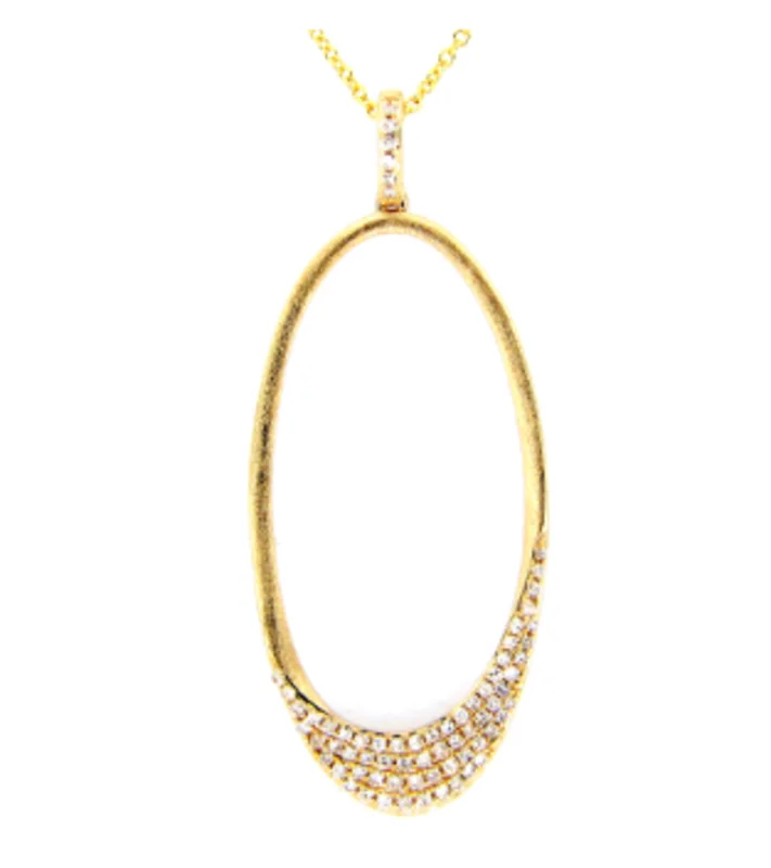 14KYG 0.24CTW BR DIA OVAL SHAPE PENDANT WITH SATIN FINISH