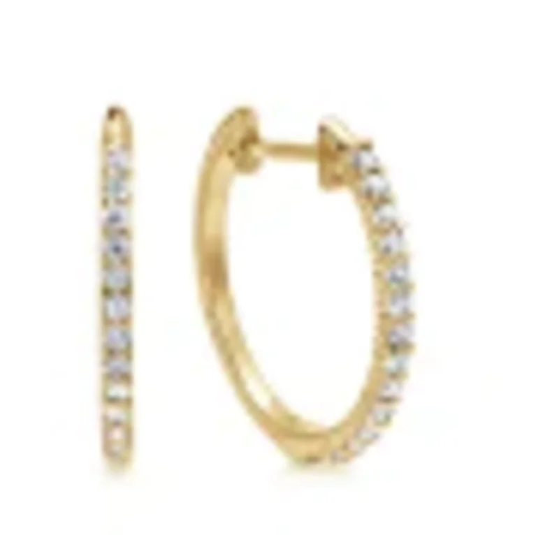 14KYG 0.26CTW BR DIA 15MM ROUND CLASSIC HOOP EARRINGS SN: S1407659