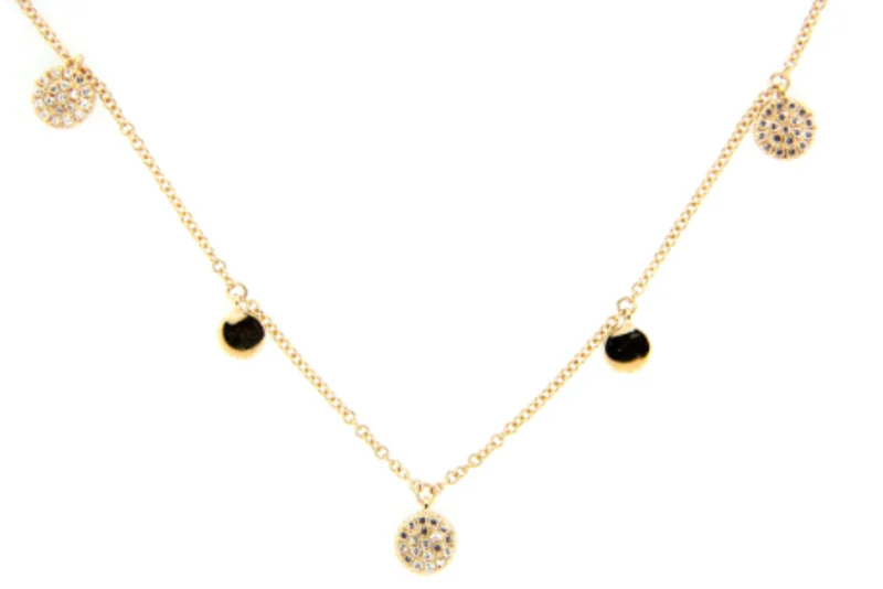 14KYG 0.27CTWBR DIA PAVE DISC BY THE YARD ALTERNATING DISCS CHAIN NECKLACE