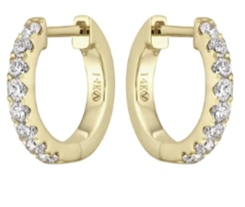 14KYG 0.33CTW BR DIA HOOP EARRINGS