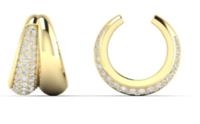 14KYG 0.35CTW BR LAB DIA PAVE W GOLD DOMED EAR CUFF (SINGLE)