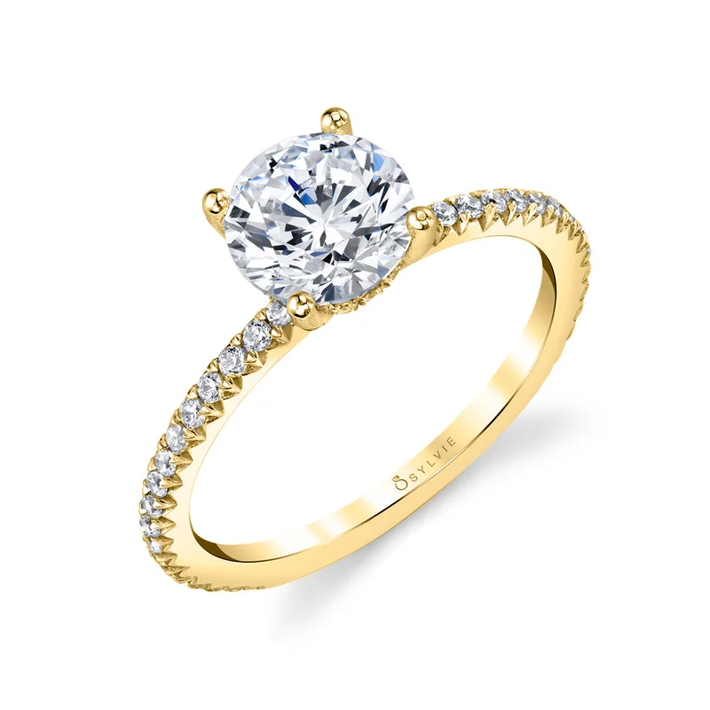 14KYG 0.37CTW BR DIA UNDER HALO AND DIA SHANK ENG RING    MADE FOR 3CT BR CENTER