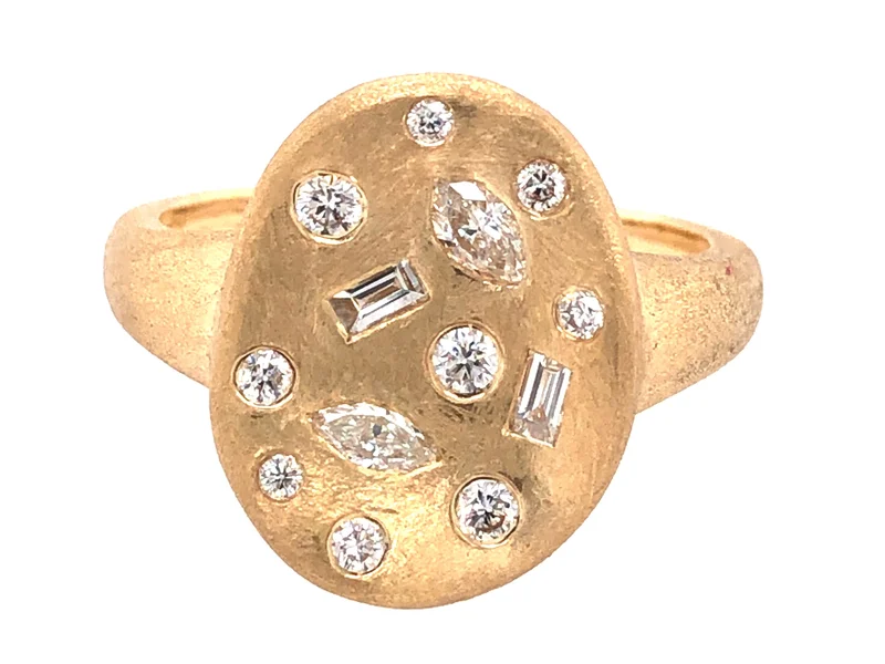 14KYG 0.40CTW DIA MIX FLUSH SCATTERED CLUSTER SATIN FINISH RING