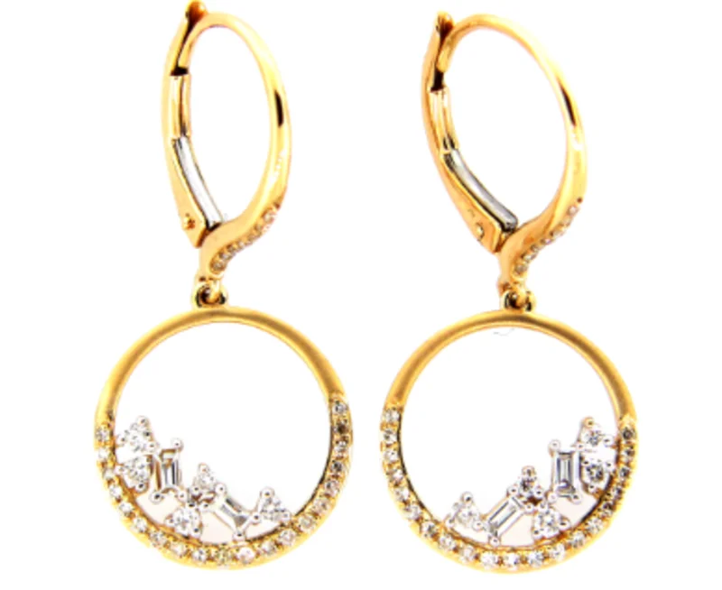 14KYG 0.45CTW BR AND BAG DIA CLUSTER OPEN CIRCLE EARRINGS