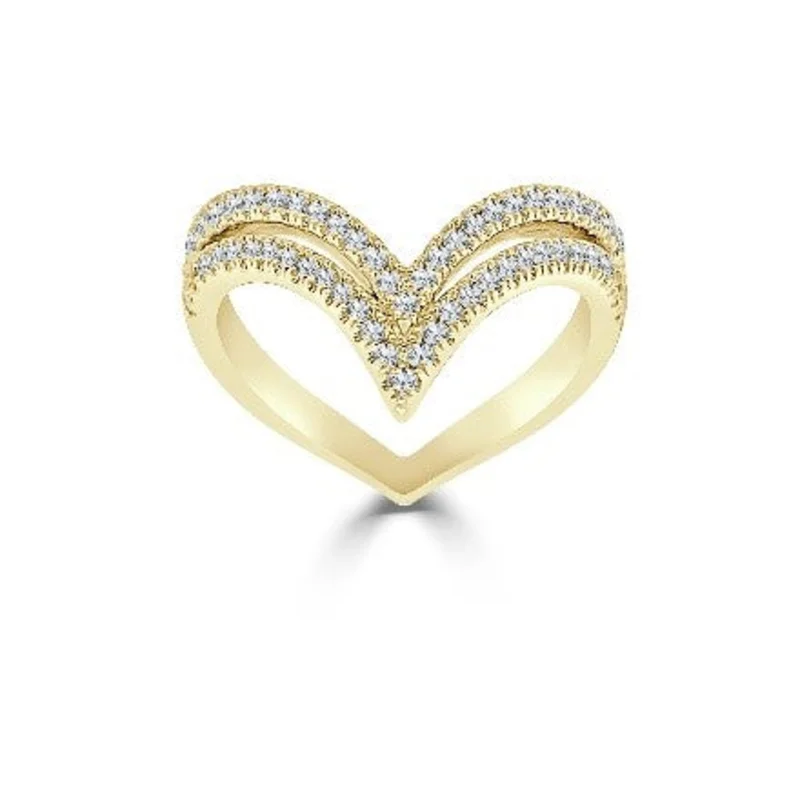 14KYG 0.50CTW RD DIA DOUBLE V SHAPE WRAP BAND