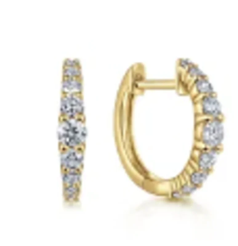 14KYG 0.51CTW BR GRADUATING DIA HUGGIE HOOP EARRINGS SERIAL#S2120835 C-Y
