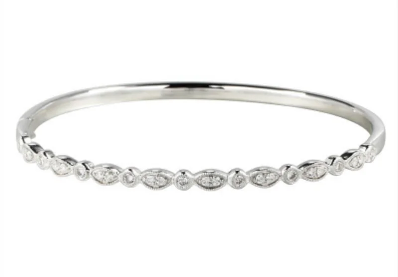 14KYG 0.54CTW BR DIA ALTERNATING MILGRAIN BANGLE BRACELET